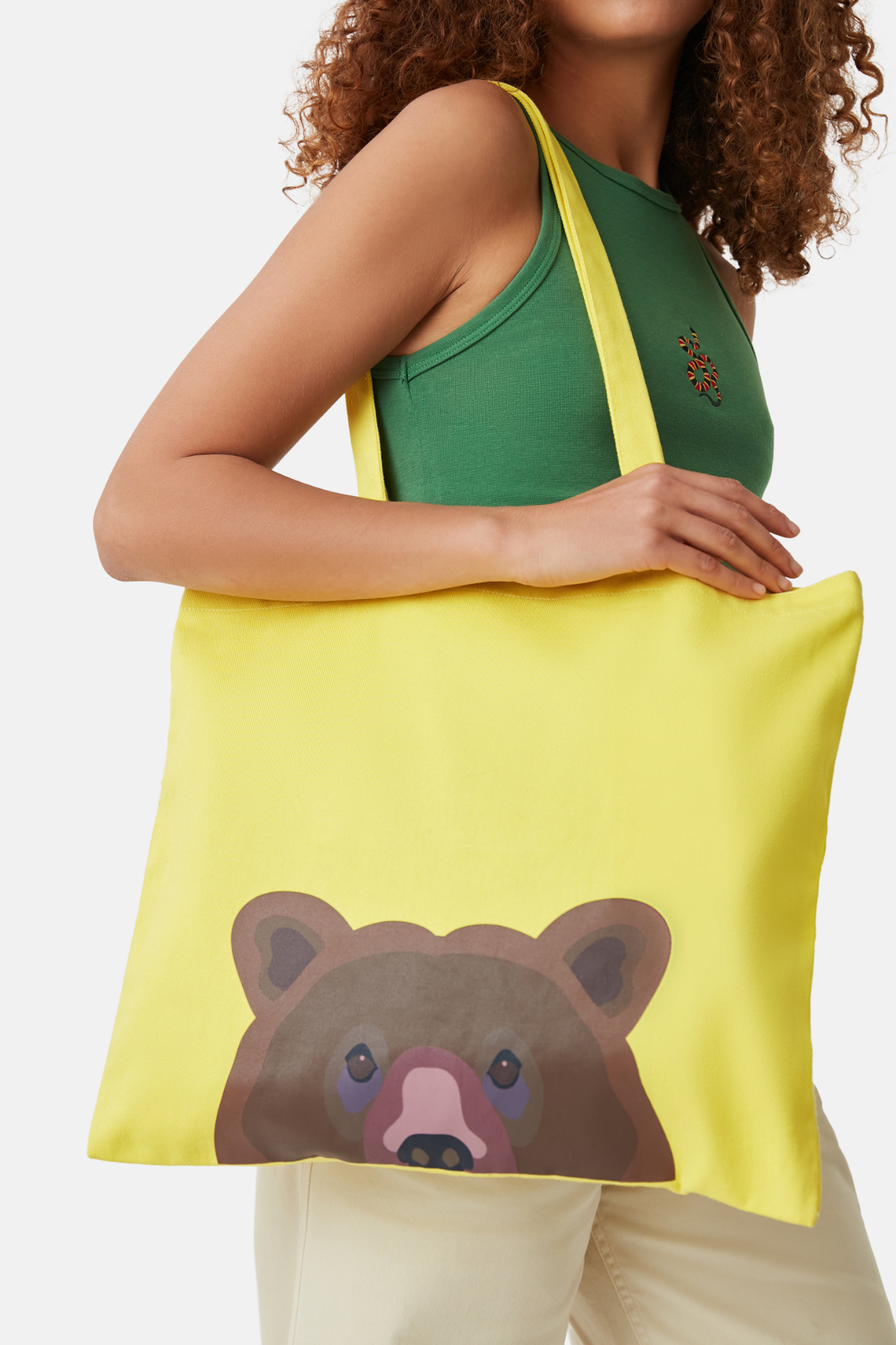 JUNIWORDS Jutebeutel Mit Eichhörnchen-Motiv - Schwarz Mit Bunten Druck - 38x42cm Baumwolle