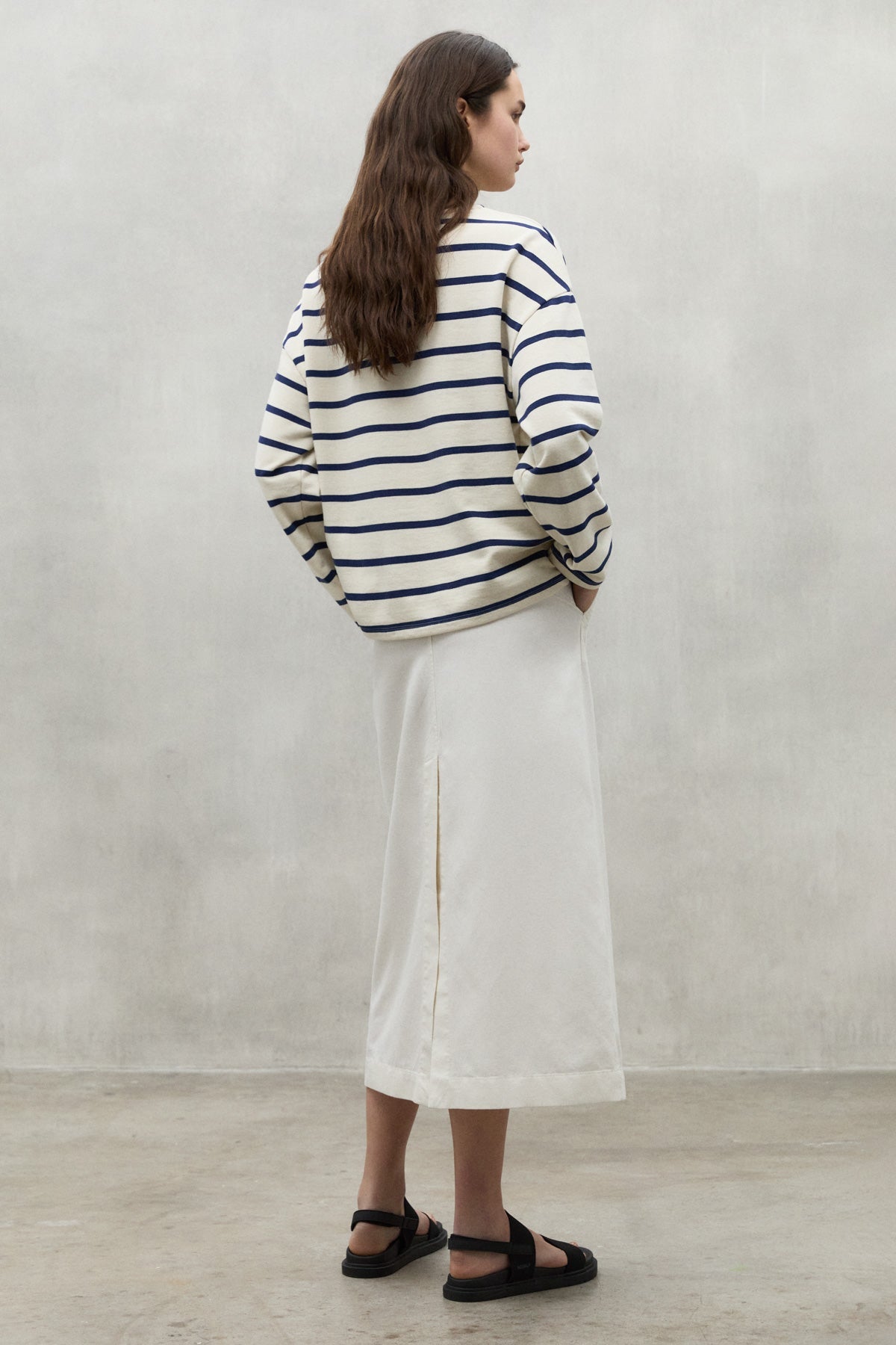 Ecoalf // Wilmaalf Sweatshirt Woman // Off White Blue Stripe