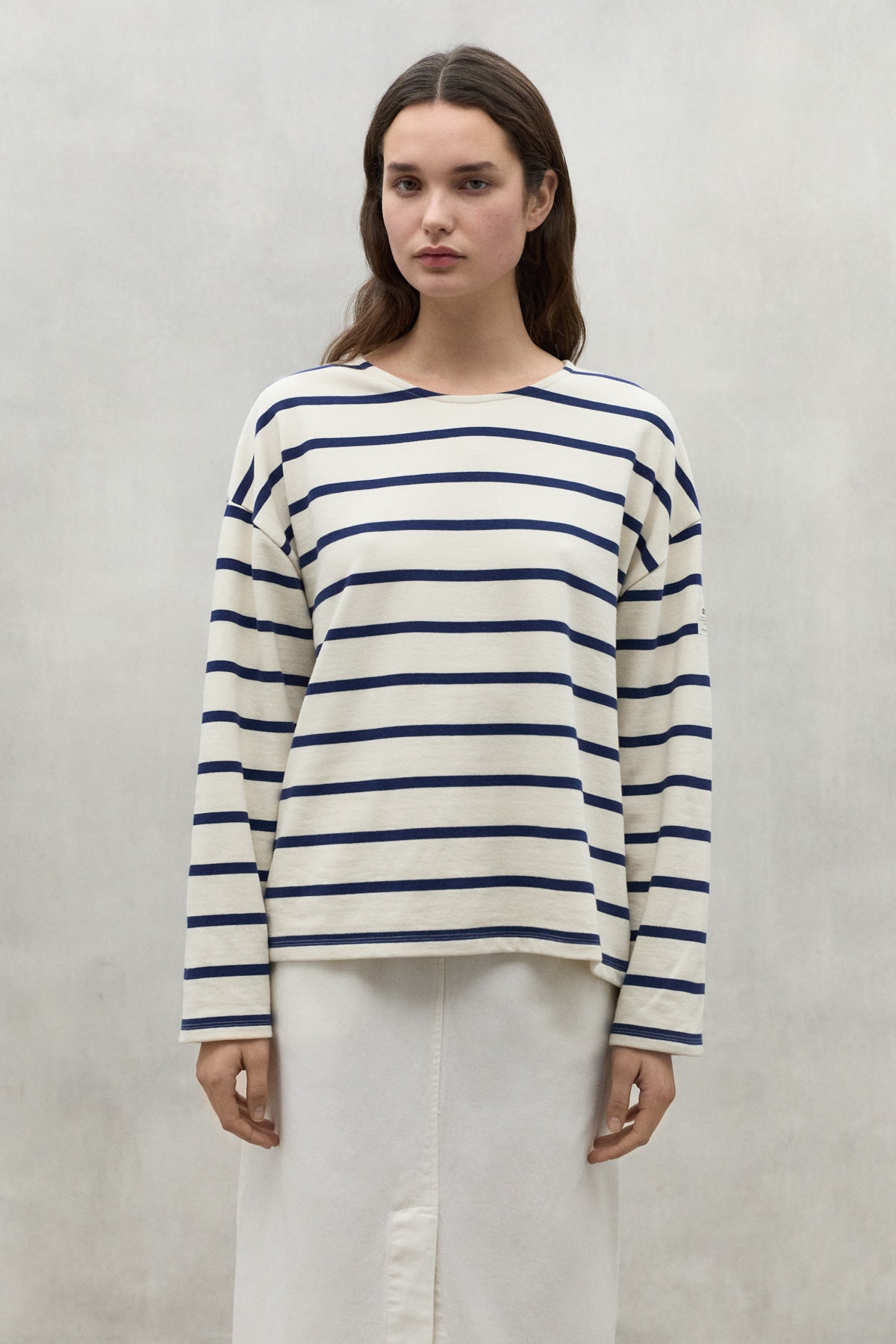 Ecoalf // Wilmaalf Sweatshirt Woman // Off White Blue Stripe