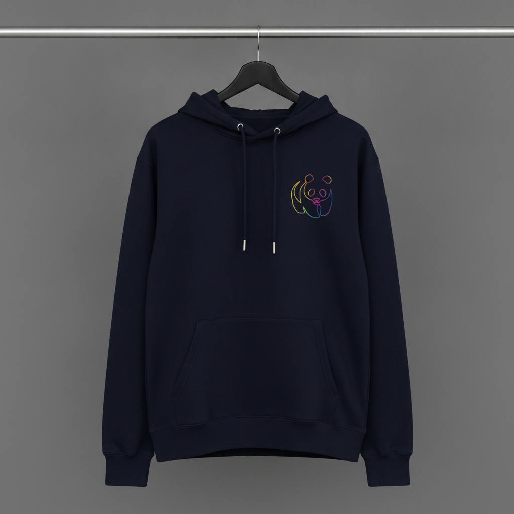 Unisex Hoodie // Rainbow Panda Mini // Navy