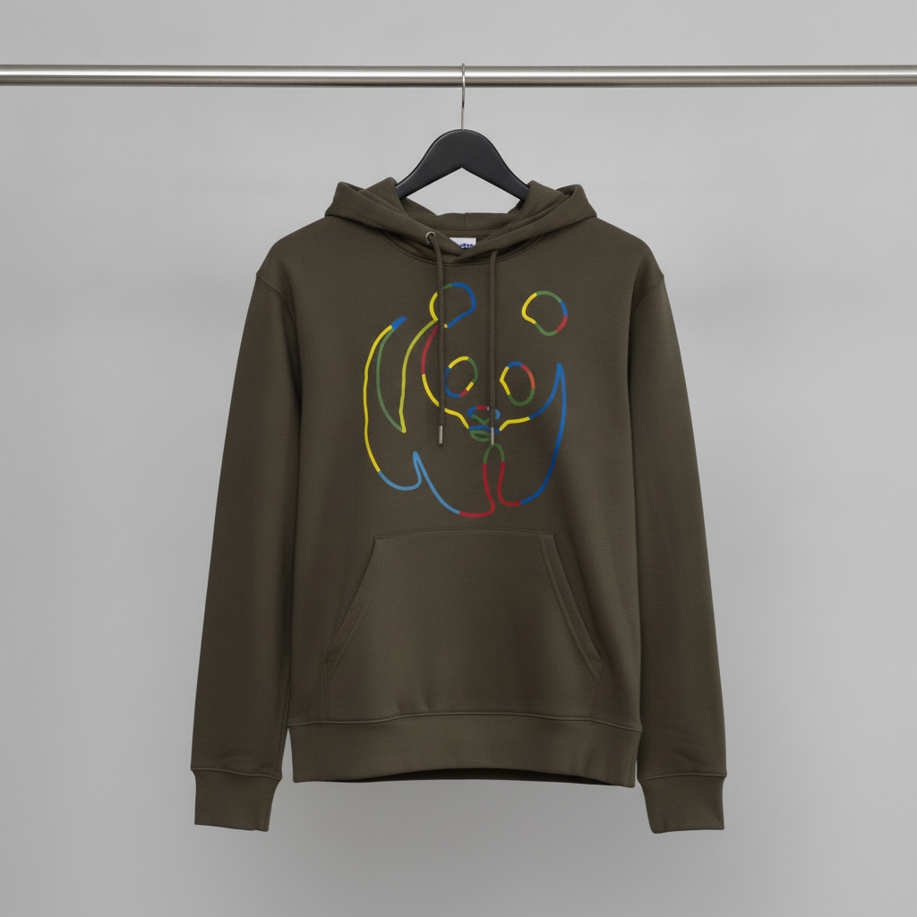Unisex Hoodie // Rainbow Panda // khaki