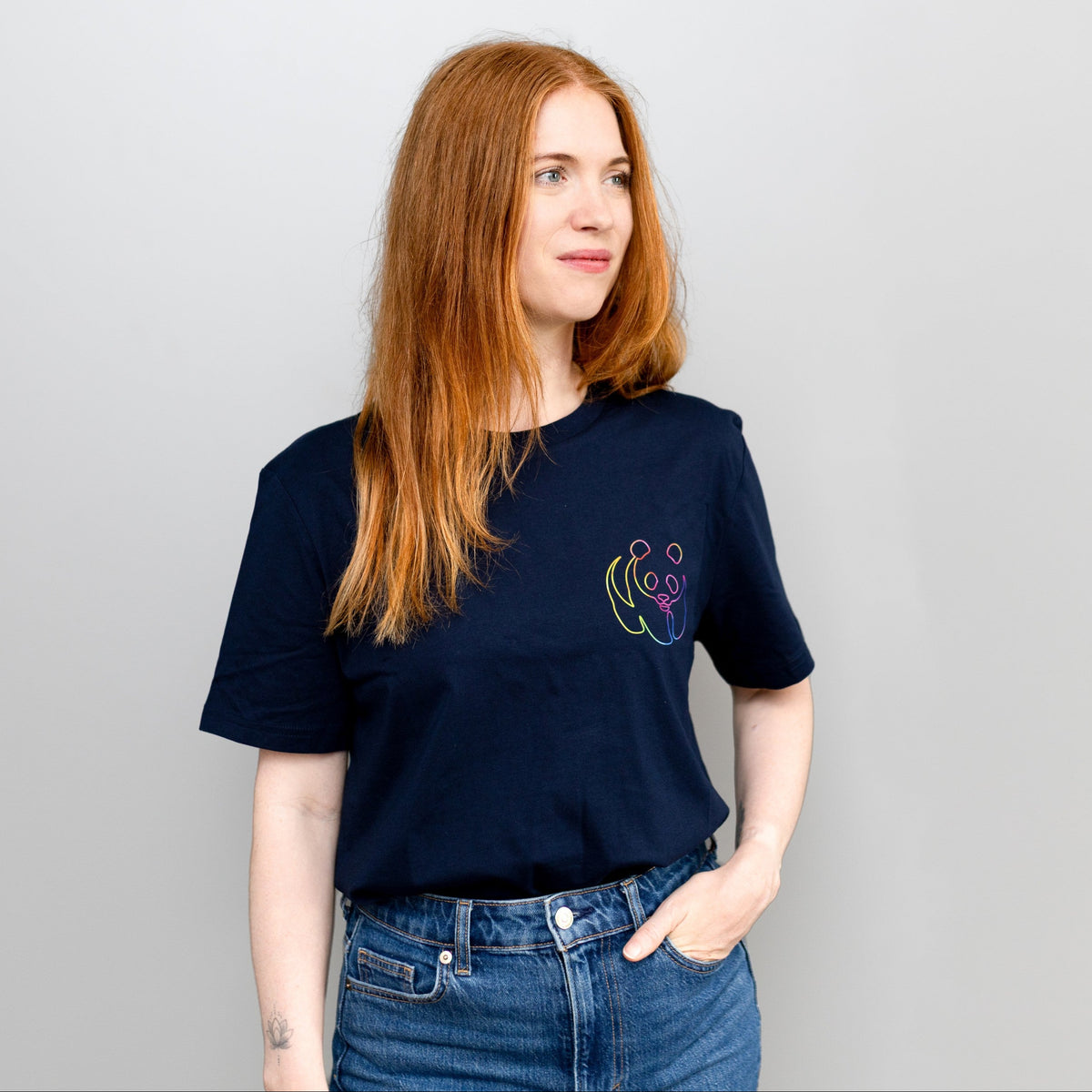 Unisex T-Shirt // Rainbow Panda Mini // Navy
