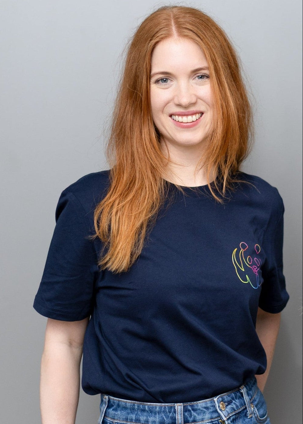 Unisex T-Shirt // Rainbow Panda Mini // Navy