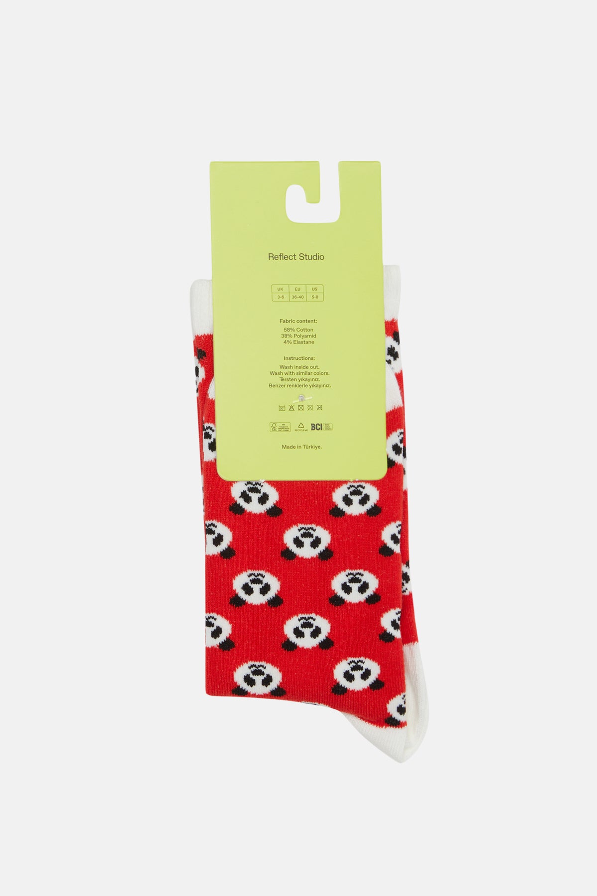Reflect Studio // Socken // Panda-Muster // Rot