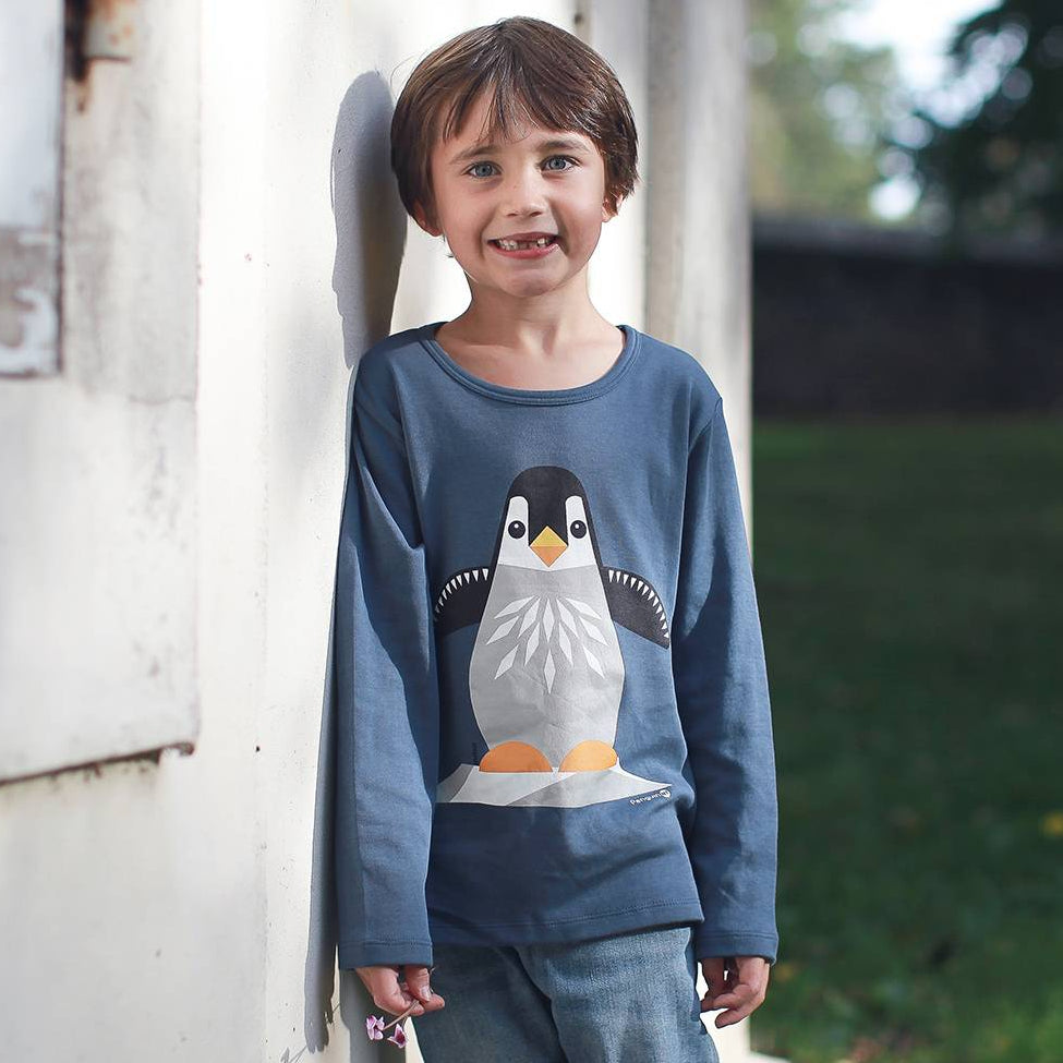 Kinder Longsleeve // Pinguin // Dunkelblau