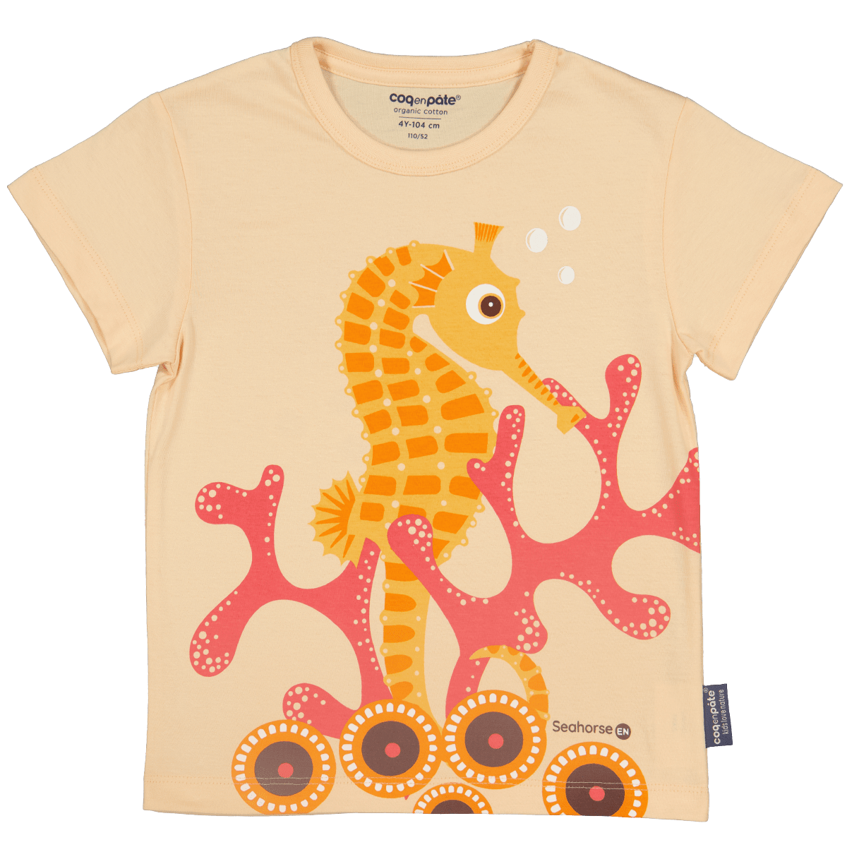 Coq en Pate // Kinder T-Shirt // Seepferdchen // apricot