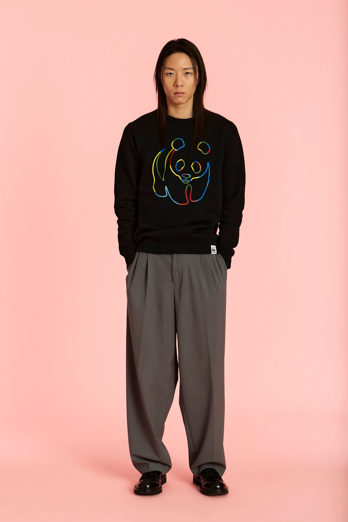 Unisex Sweatshirt // Rainbow Panda // Schwarz