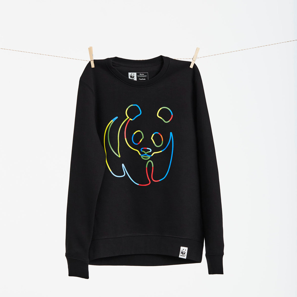 Unisex Sweatshirt // Rainbow Panda // Schwarz