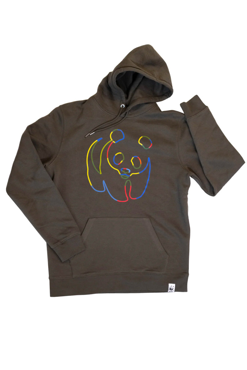Unisex Hoodie // Rainbow Panda // khaki