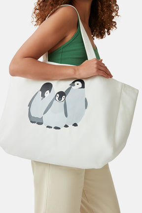 Reflect Studio // Breiter Jutebeutel // Pinguine // Ecru