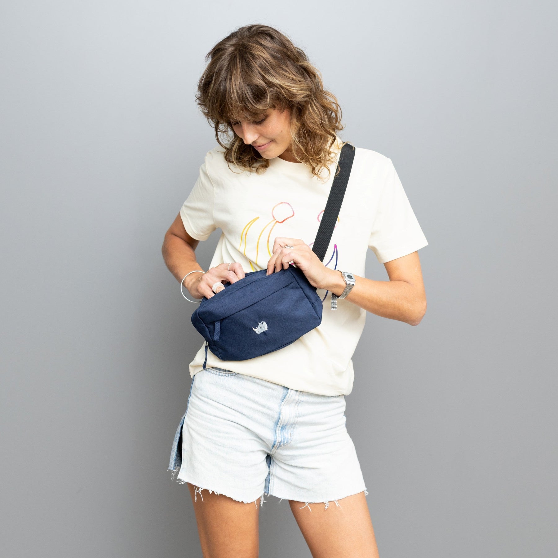 Unisex Cross Body Bag // 2 Liter // Nashorn // blau