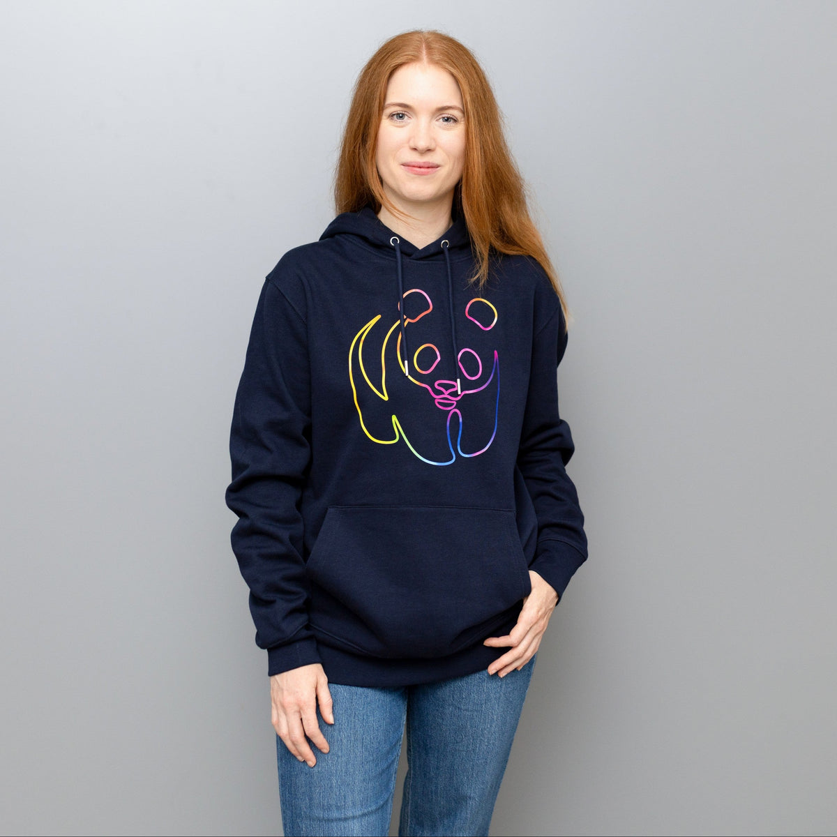 Unisex Hoodie // Rainbow Panda // Navy