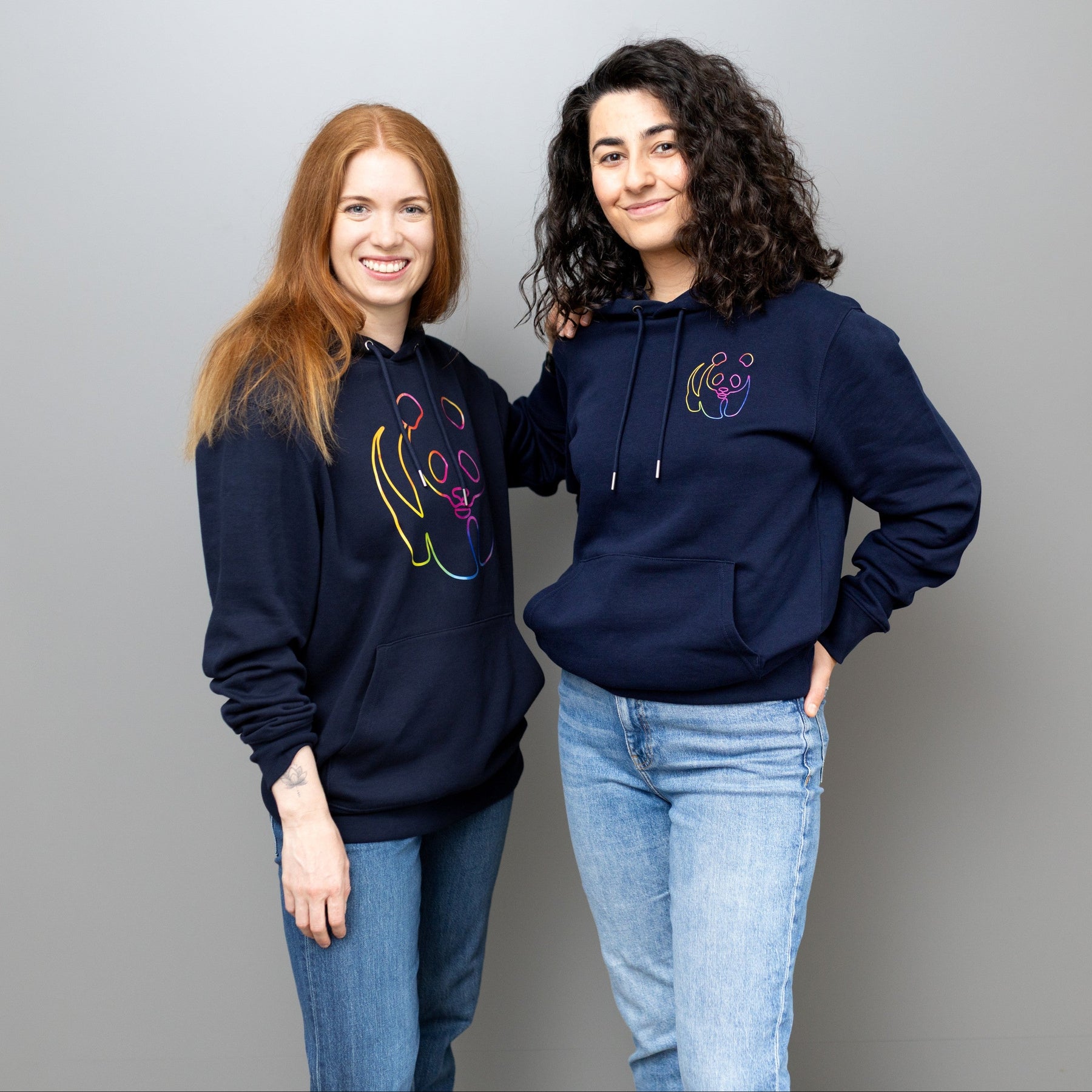 Unisex Hoodie // Rainbow Panda // Navy