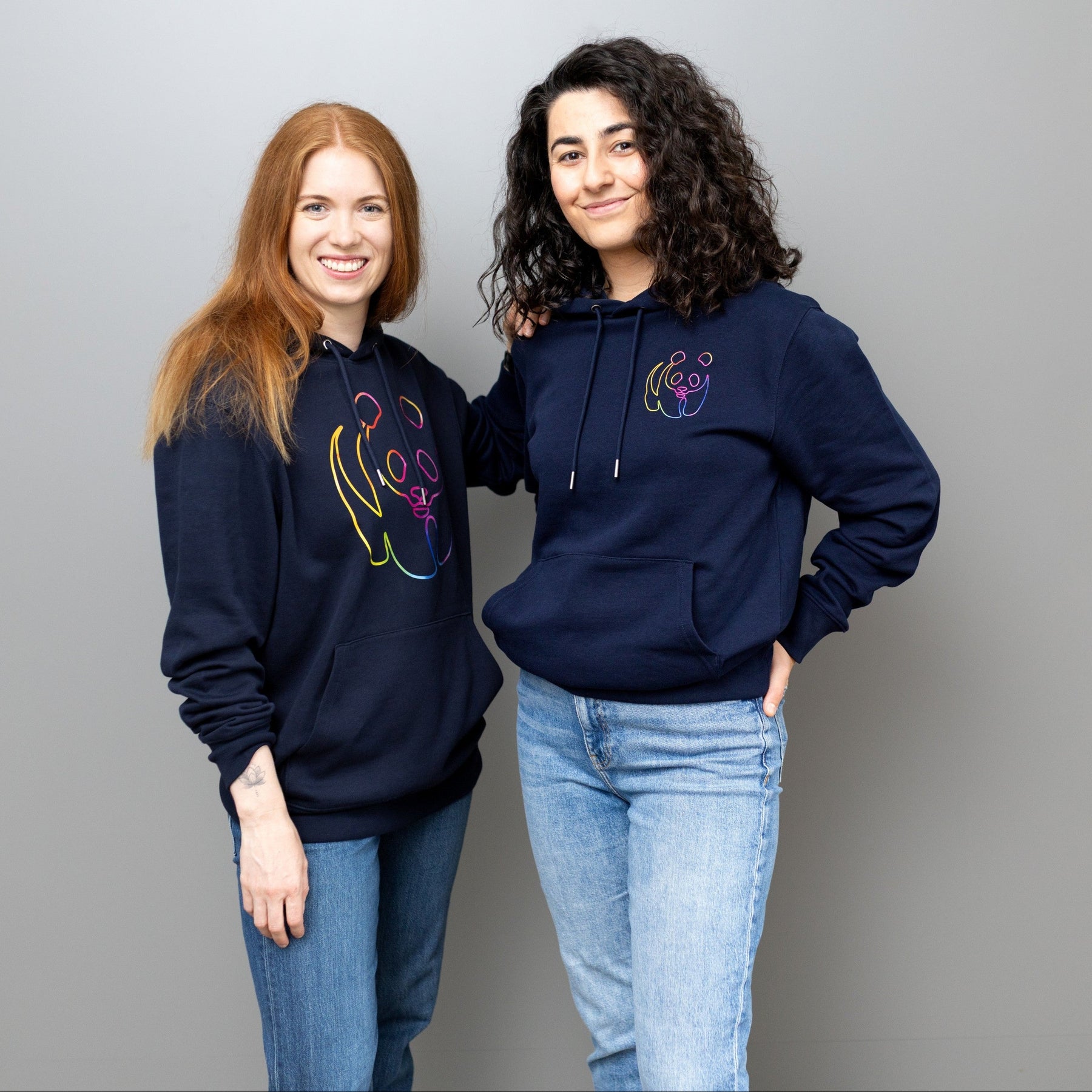 Unisex Hoodie // Rainbow Panda Mini // Navy