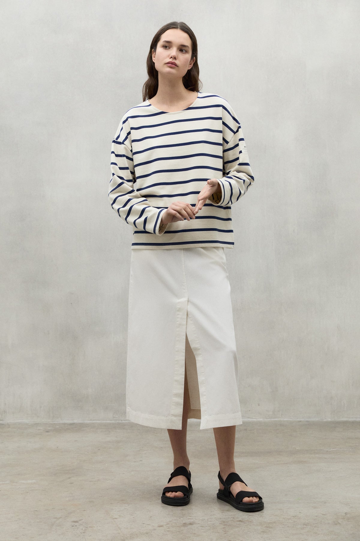 Ecoalf // Wilmaalf Sweatshirt Woman // Off White Blue Stripe