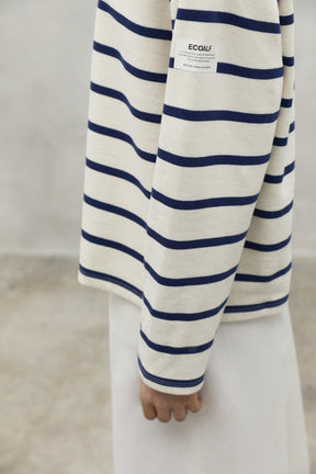 Ecoalf // Wilmaalf Sweatshirt Woman // Off White Blue Stripe