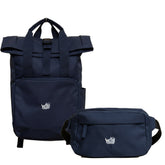 Blauer Rucksack & Bauchtasche mit Nashorn als Set