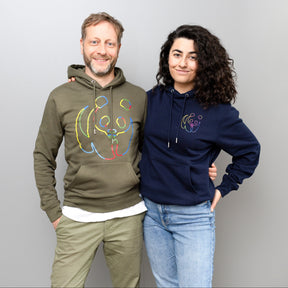 Unisex Hoodie // Rainbow Panda Mini // Navy