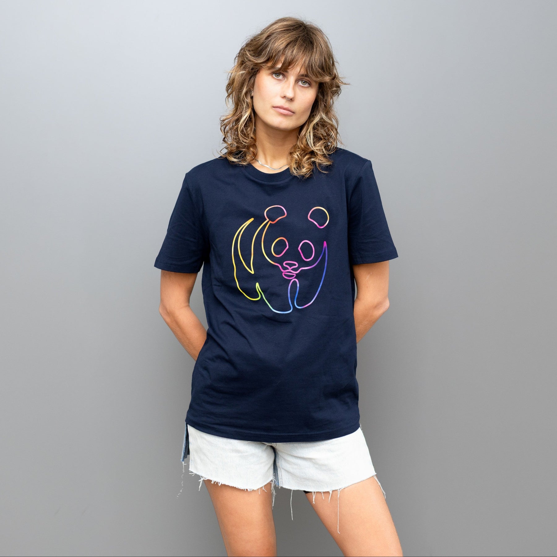 Unisex T-Shirt // Rainbow Panda // Navy