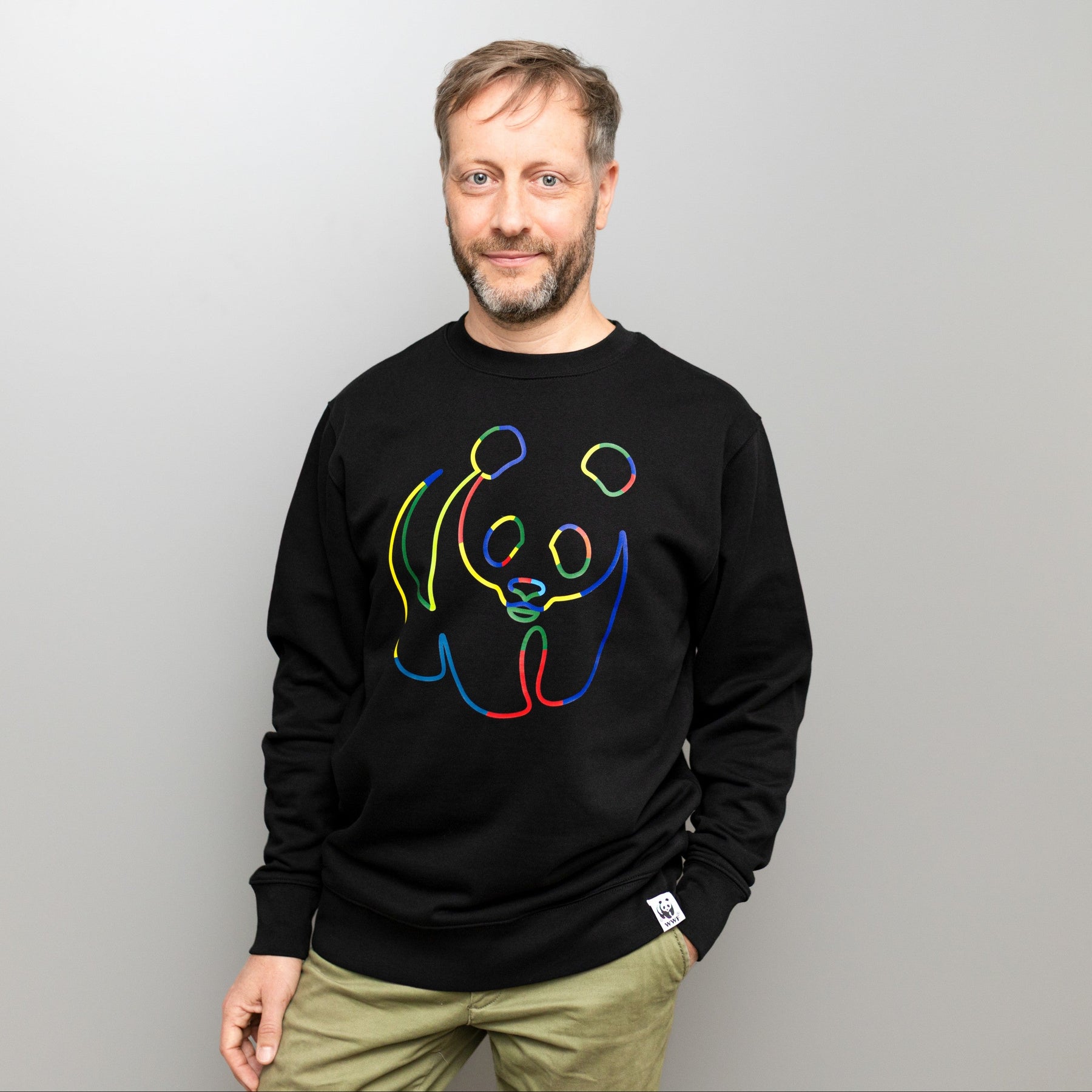 Unisex Sweatshirt // Rainbow Panda // Schwarz
