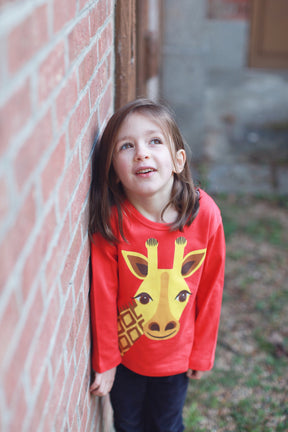 Coq en Pate // Kinder Longsleeve // Giraffe // rot
