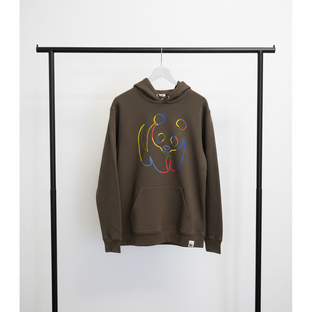 Unisex Hoodie // Rainbow Panda // khaki