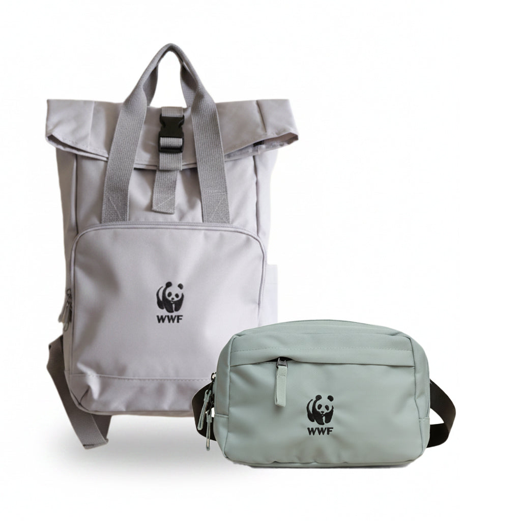 Rucksack & Bauchtasche mit WWF Logo als Set