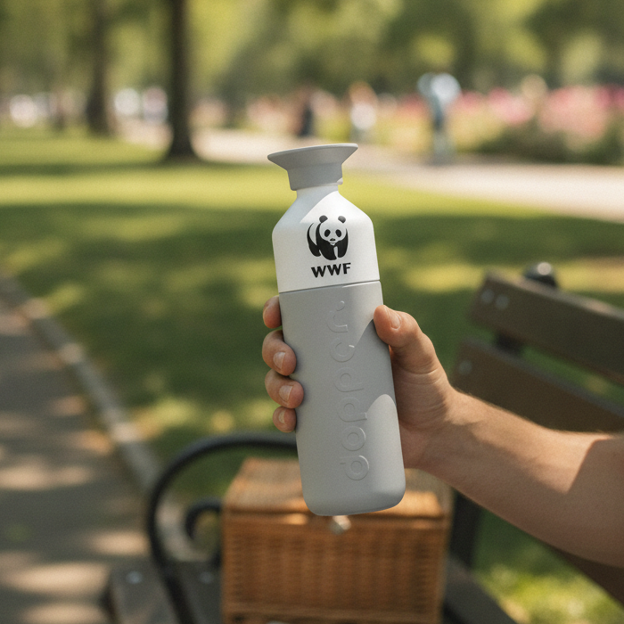 Dopper Steel Trinkflasche mit WWF Logo (800 ml) // Crisp Grey