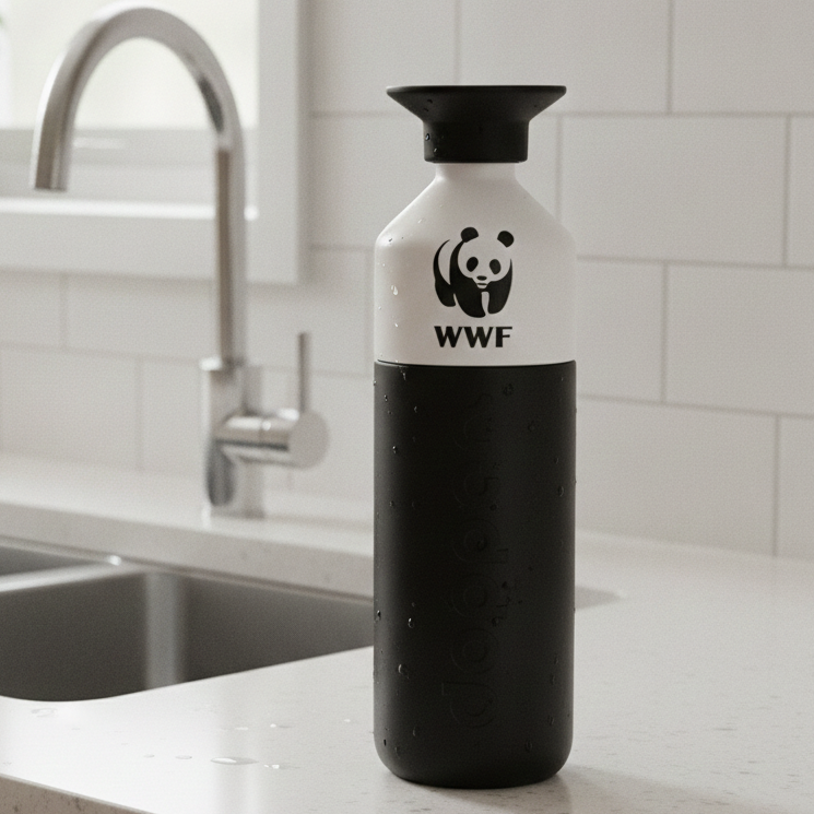 Dopper Steel Trinkflasche mit WWF Logo (800 ml) // Deep Black