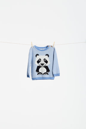 Kinder Pullover // Panda // Blau