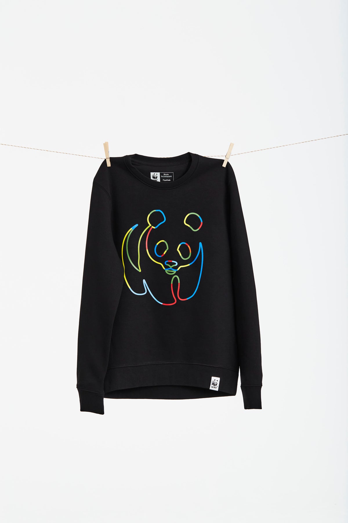 Unisex Sweatshirt // Rainbow Panda // Schwarz